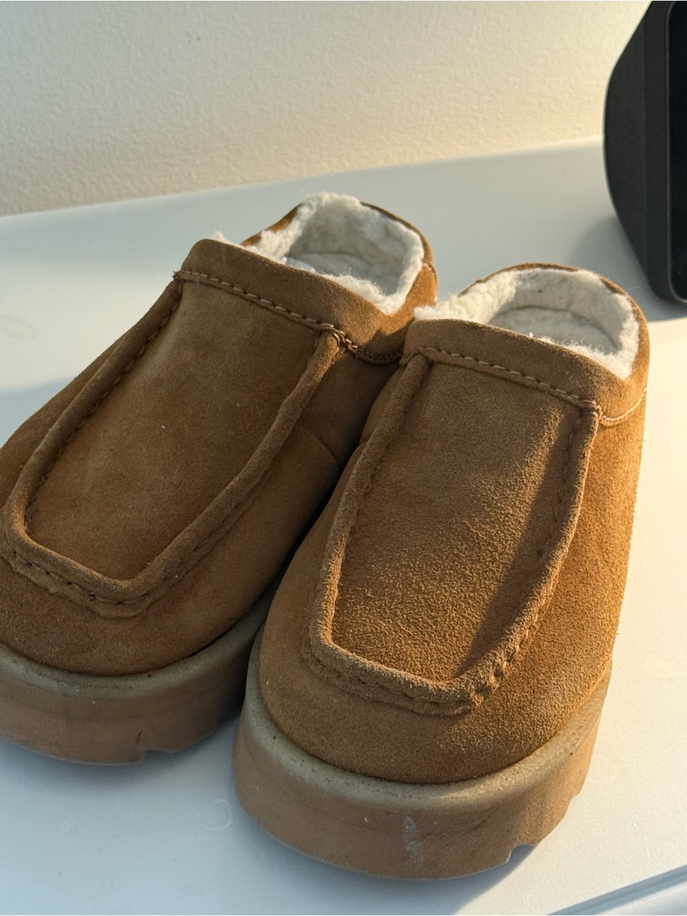 Clarks Women's Meare Suede Platform Shearling-Lined Mules - 8m